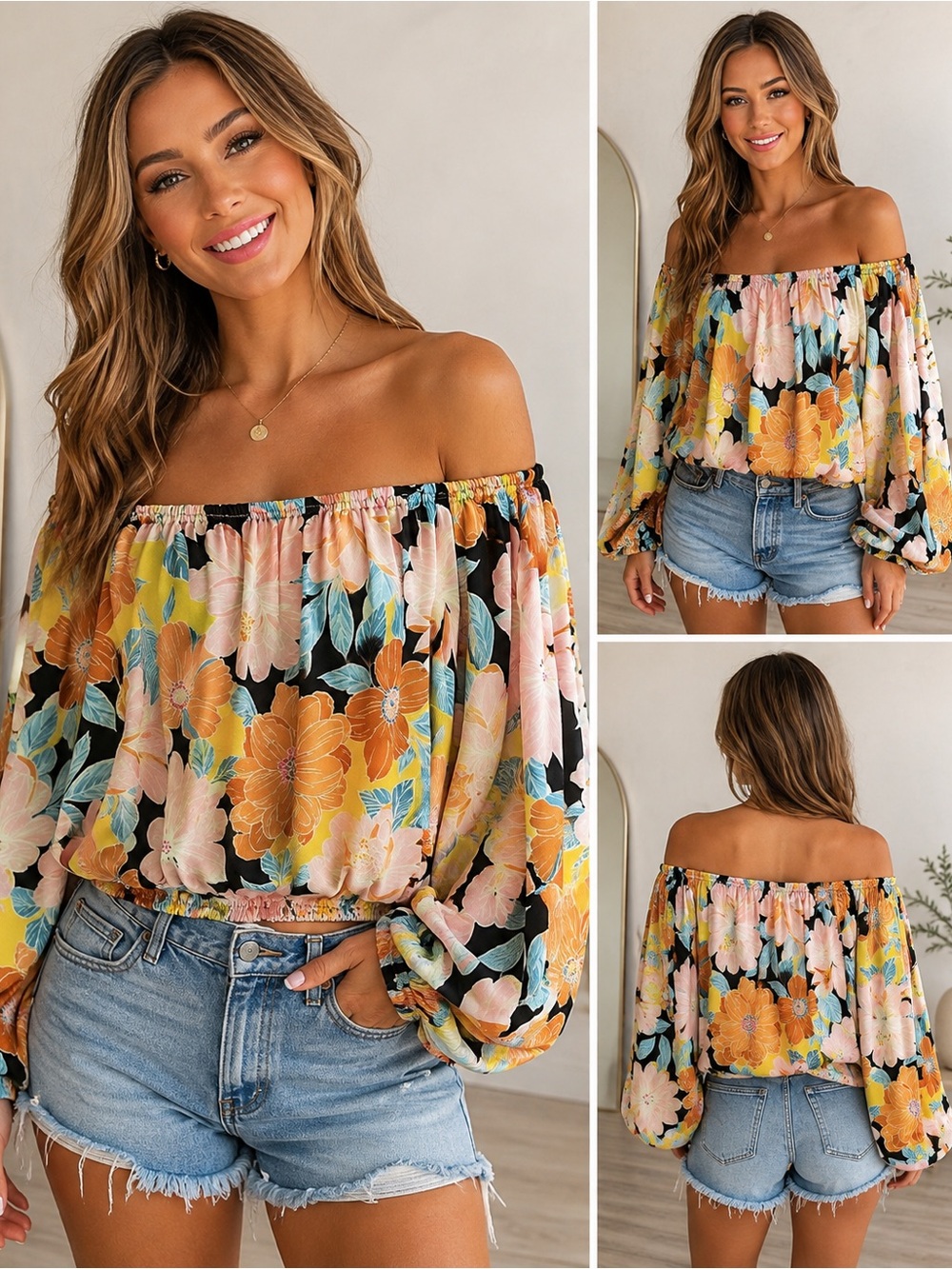 Willow + Root Floral Off-the-Shoulder Blouse 🌸